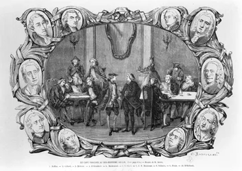 The Cafe Procope, gravert av Jean Francois Badoureau (f.1789)